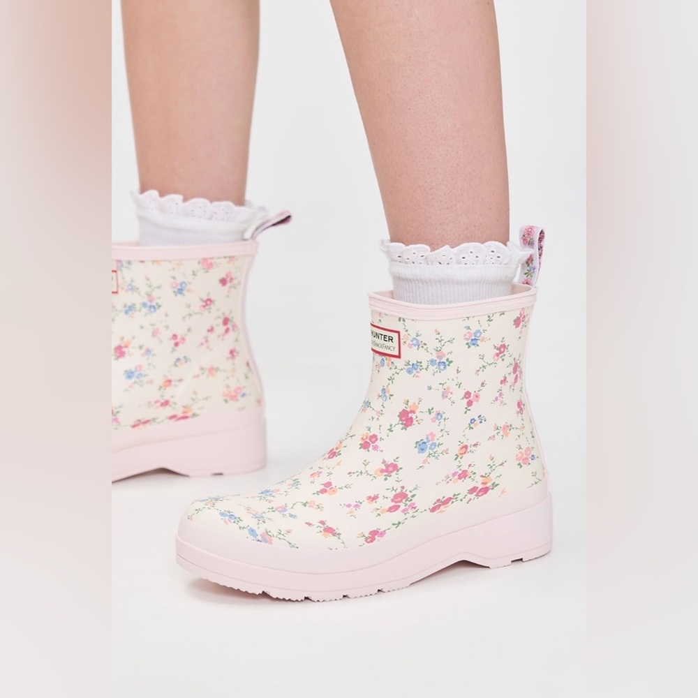 Love Shack Fancy x Hunter Ivory Floral Rain Boots